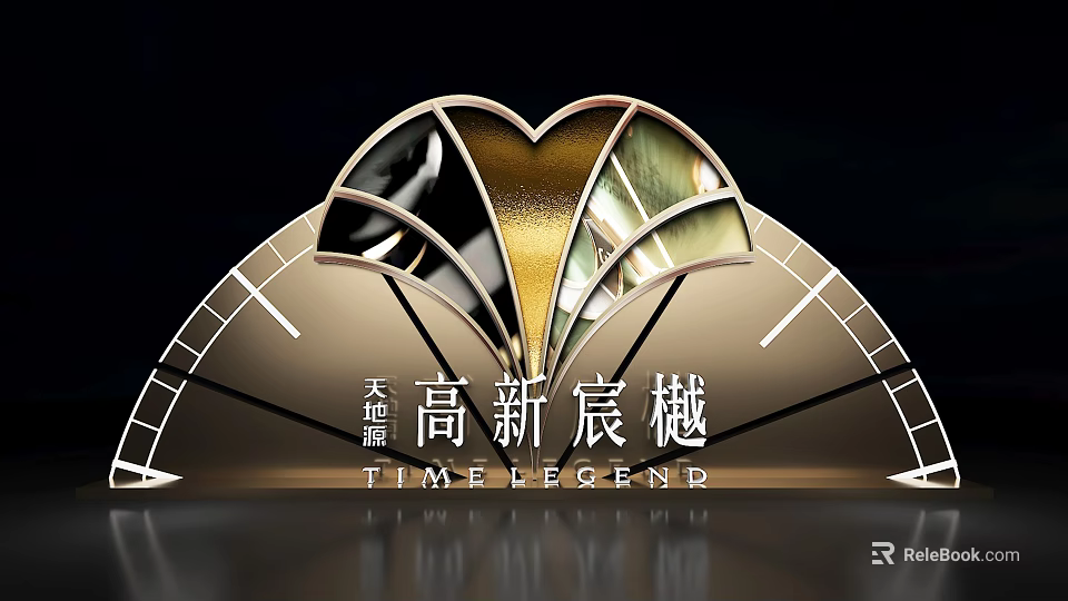 High Tech Interactive Area With Stunning Time Legend Design And Modern Golden Accents 3d model 