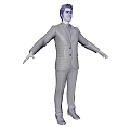 Man Dressed In Black Suit And Tie Standing With Arms Outstretched 3d model