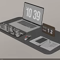 Complete Laptop Workspace Setup With Keyboard Mouse Pad Calendar And Notebook 3d model