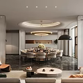 Luxurious Modern Private Dining Room Interior With Dining Table Chairs And Pendant Lights