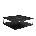 Modern Black Coffee Table Featuring Marble Top Metal Frame And Lower Shelf 3d model