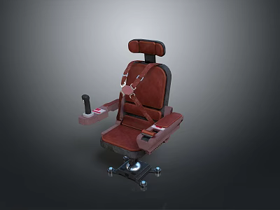 Red Leather Single Chair With Headrest Armrest And Rolling Casters Design 3d model