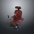 Red Leather Single Chair With Headrest Armrest And Rolling Casters Design 3d model