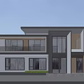 Modern Detached Villa Exterior Design With Two Story Glass Windows Balcony and Trees