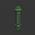 Futuristic Weapon Cylinder Shaped Design With Blue Glowing Core And Cracked Texture