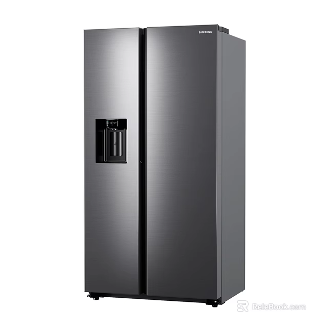 Modern Side by Side Refrigerator With Stainless Steel Finish And Water Dispenser 3d model 