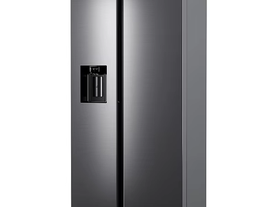 Modern Side by Side Refrigerator With Stainless Steel Finish And Water Dispenser 3d model