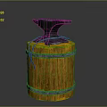 Vintage Anvil Placed On Rustic Wooden Barrel With Metal Hoops