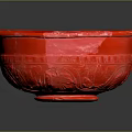 Vibrant Red Bowl Shaped Sculpture with Smooth Surface and Glossy Finish