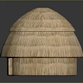 Traditional Wooden Hut With Domed Thatched Roof And Small Doorway