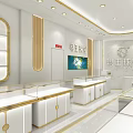 Elegant Modern Jewelry Store Interior With White Gold Display Counters And Glass Shelves