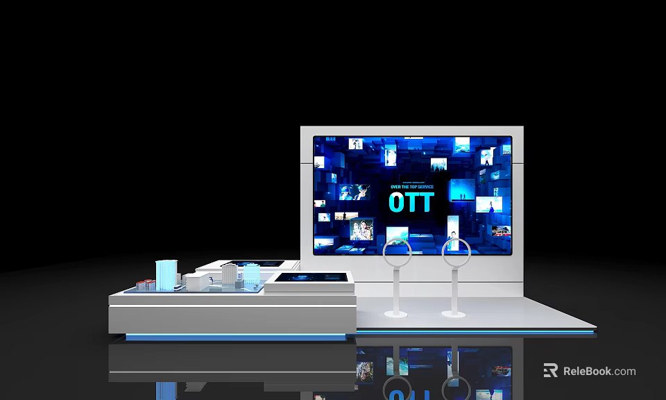 OTT Digital Media Display System With Screen And Exhibition Setup 3d model 