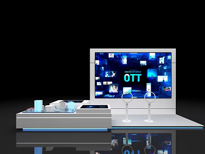 OTT Digital Media Display System With Screen And Exhibition Setup 3d model