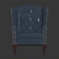Classic Blue Single Sofa With Tufted Backrest Armrests And Wooden Legs