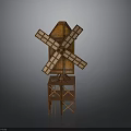 Wooden Windmill Model With Rotating Blades And Tower Base Structure