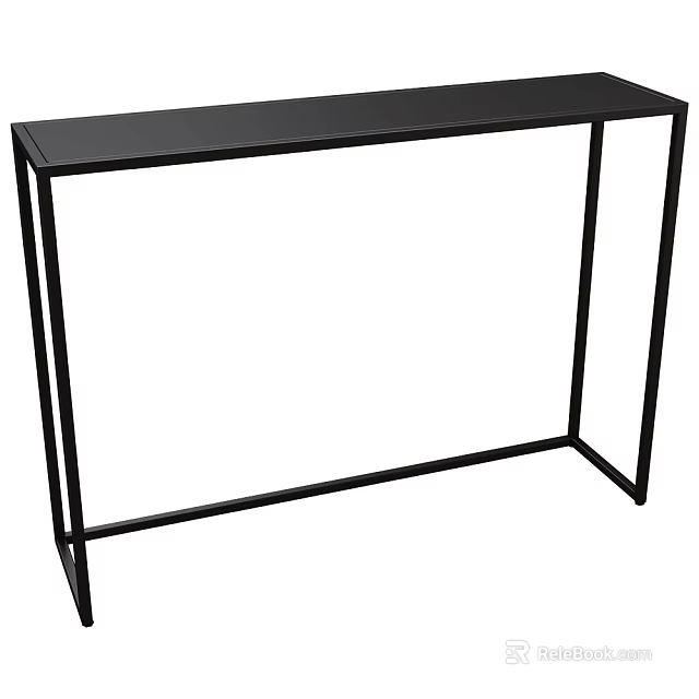 Black Console Table With Sturdy Metal Frame Minimalist Modern Design For Living Room Decor 3d model 