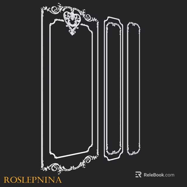 Decorative Panel Components With Ornamental Carved Frames And Borders Design 3d model 