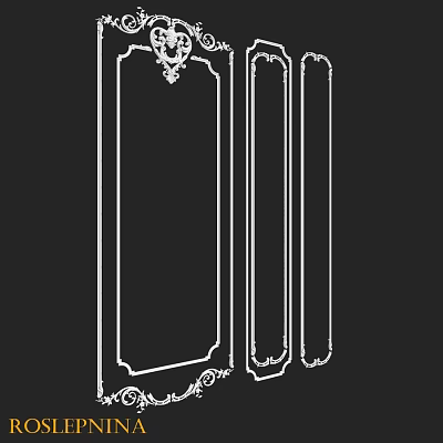 Decorative Panel Components With Ornamental Carved Frames And Borders Design 3d model