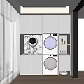 Modern Laundry Room Design With Built In Washing Machines White Cabinets And Marble Countertop