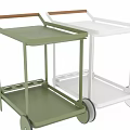 Green Two Tier Metal Rolling Cart With Circular Hole Design For Modern Spaces