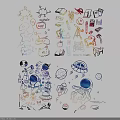 Fun Colorful Space Themed Cartoon Wall Decor With Astronauts Planets Stars And Spaceships