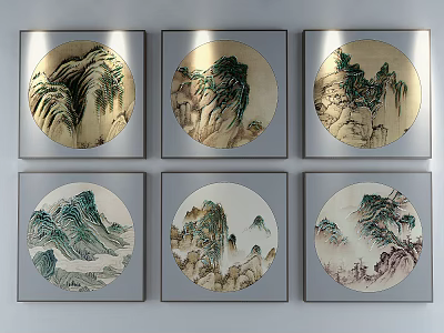 New Chinese Landscape Painting Decorative Painting 3d model