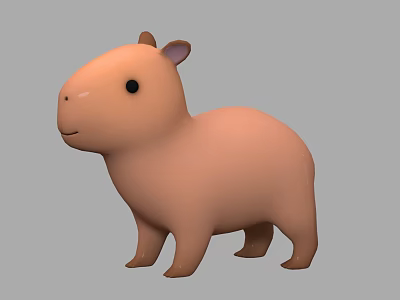 Adorable Orange Cartoon Style Capybara 3D Render Standing Pose With Chubby Body 3d model