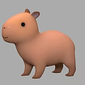 Adorable Orange Cartoon Style Capybara 3D Render Standing Pose With Chubby Body