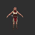 Game Movie Character 3D Model With Short Hair Red White Outfit And Belt