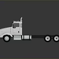 White Semi Truck Tractor Cab With Front Grille And Side Mirrors