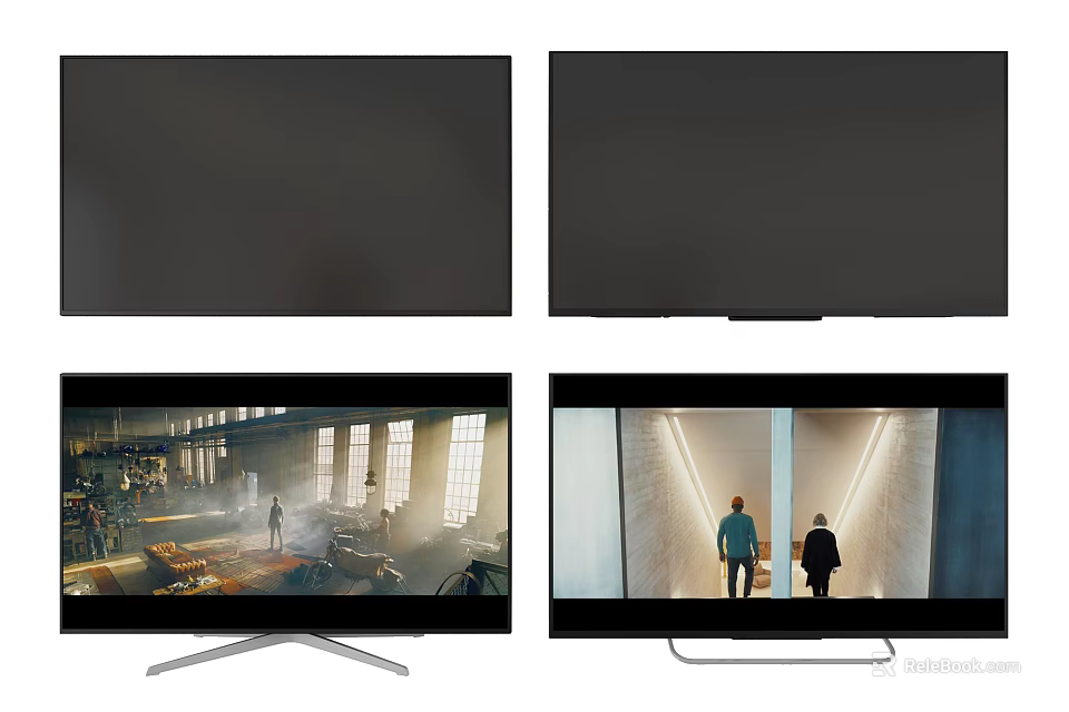 Modern LED TV With Dynamic Scenes And Stable Metal Stand Design 3d model 