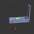 Blue Equipment Box With Open Lid Control Panel And Black Cable Mouse Device
