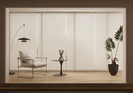 Venetian blinds Curtain Cloth Curtain Dream Curtain Vertical Curtain Single Leisure Chair Potted Shangri-La Curtain 3d model