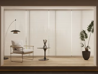 Venetian blinds Curtain Cloth Curtain Dream Curtain Vertical Curtain Single Leisure Chair Potted Shangri-La Curtain 3d model