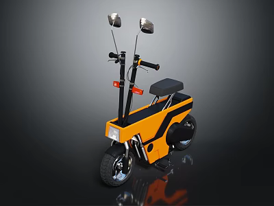 Modern Yellow And Black Mini Motorcycle With Rearview Mirrors And Black Seat 3d model
