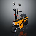 Modern Yellow And Black Mini Motorcycle With Rearview Mirrors And Black Seat