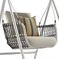 Modern Outdoor Swing Chair With Canopy Wicker Basket And Soft Cushions