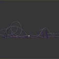 Thrilling Roller Coaster Design With Purple Tracks And Multiple Loops 3d model