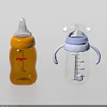 Ceramic Baby Bottles with Brown and White Designs Measurement Markings and Handle for Infant Feeding