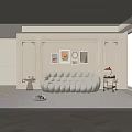 Modern Multiplayer Sofa Cream Double Sofa 3d model