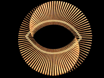 Golden Radial Woven Wall Decor With Circular Design And Oval Center Space 3d model