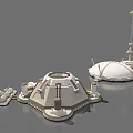 Space Base Model With Dome Habitats Communication Tower And Scientific Modules 3d model