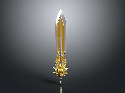 Decorative Golden And Silver Sword With Intricate Hilt Design And Shiny Metallic Blade 3d model