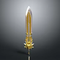 Decorative Golden And Silver Sword With Intricate Hilt Design And Shiny Metallic Blade