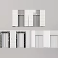 Modern Elevator Interior Design With Marble Panels And White Double Doors In Building Lobby 3d model