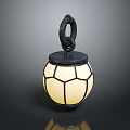 Vintage Black Pendant Light With White Geometric Glass Shade And Metal Hook