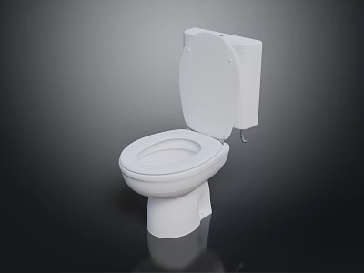 Modern White Ceramic Toilet With Sleek Design And Open Lid For Bathroom Use 3d model