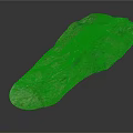 Irregular Shaped Rock With Green Moss And White Stripe On Dark Background
