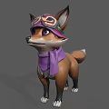 Cute Fox 3D Character Wearing Stylish Goggles And Purple Scarf