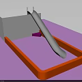 Swing Door With Metal Slide And Orange Frame On Pink Floor
